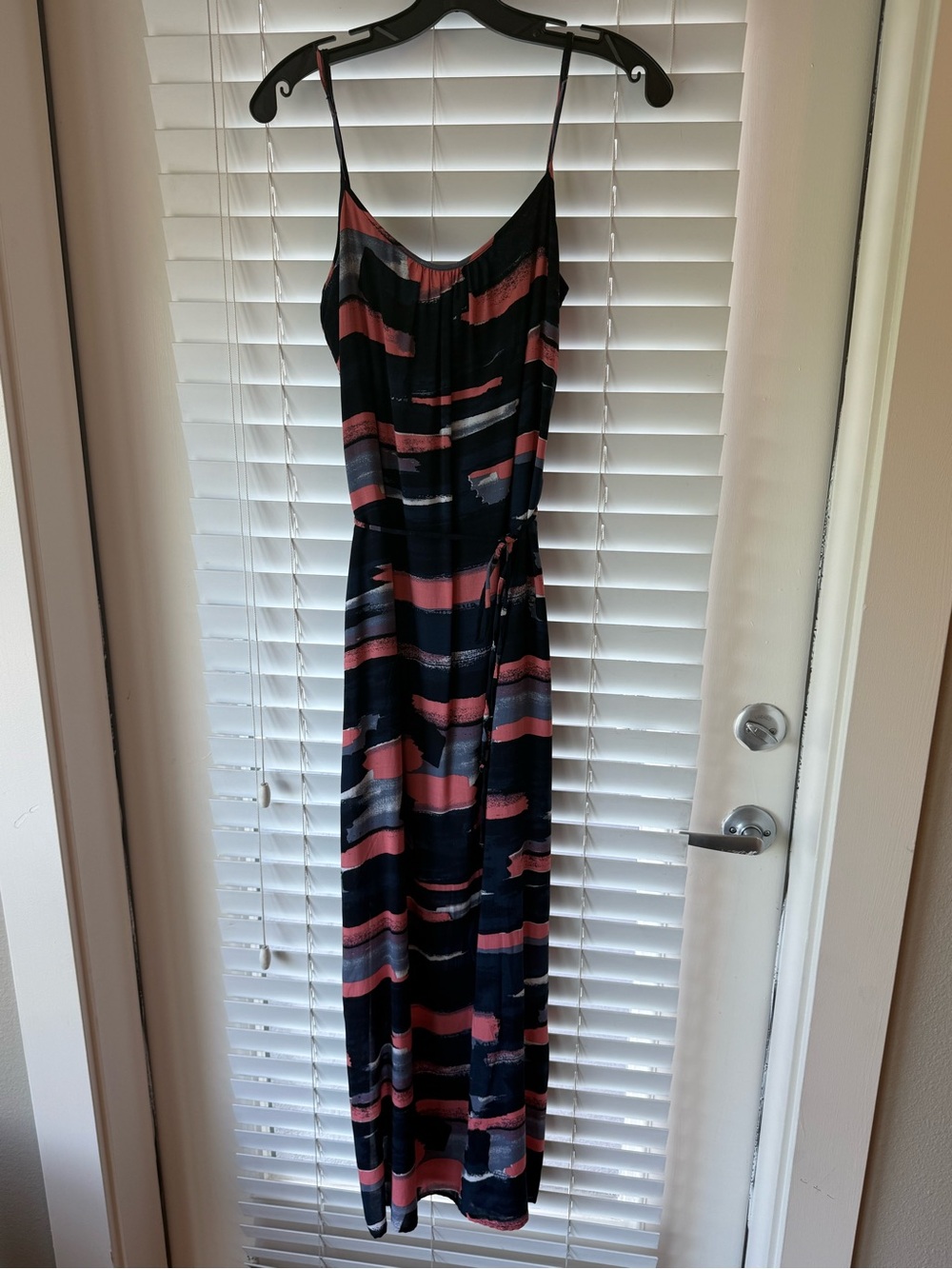 Splendid Navy Coral & Light Gray Brushstroke Maxi Dress Size XS